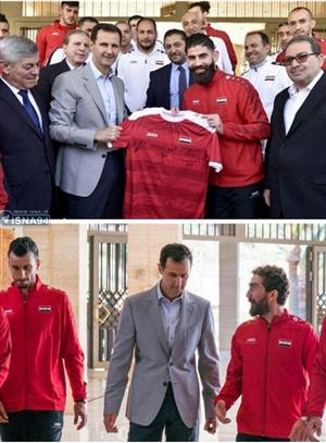 دیدار اعضای تیم ملی فوتبال سوریه با بشار اسد/عکس