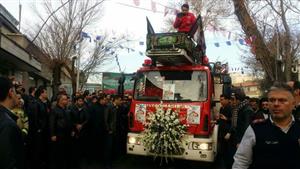 تشییع پیکر آتش‌نشان شهید با حضور شهردار تهران